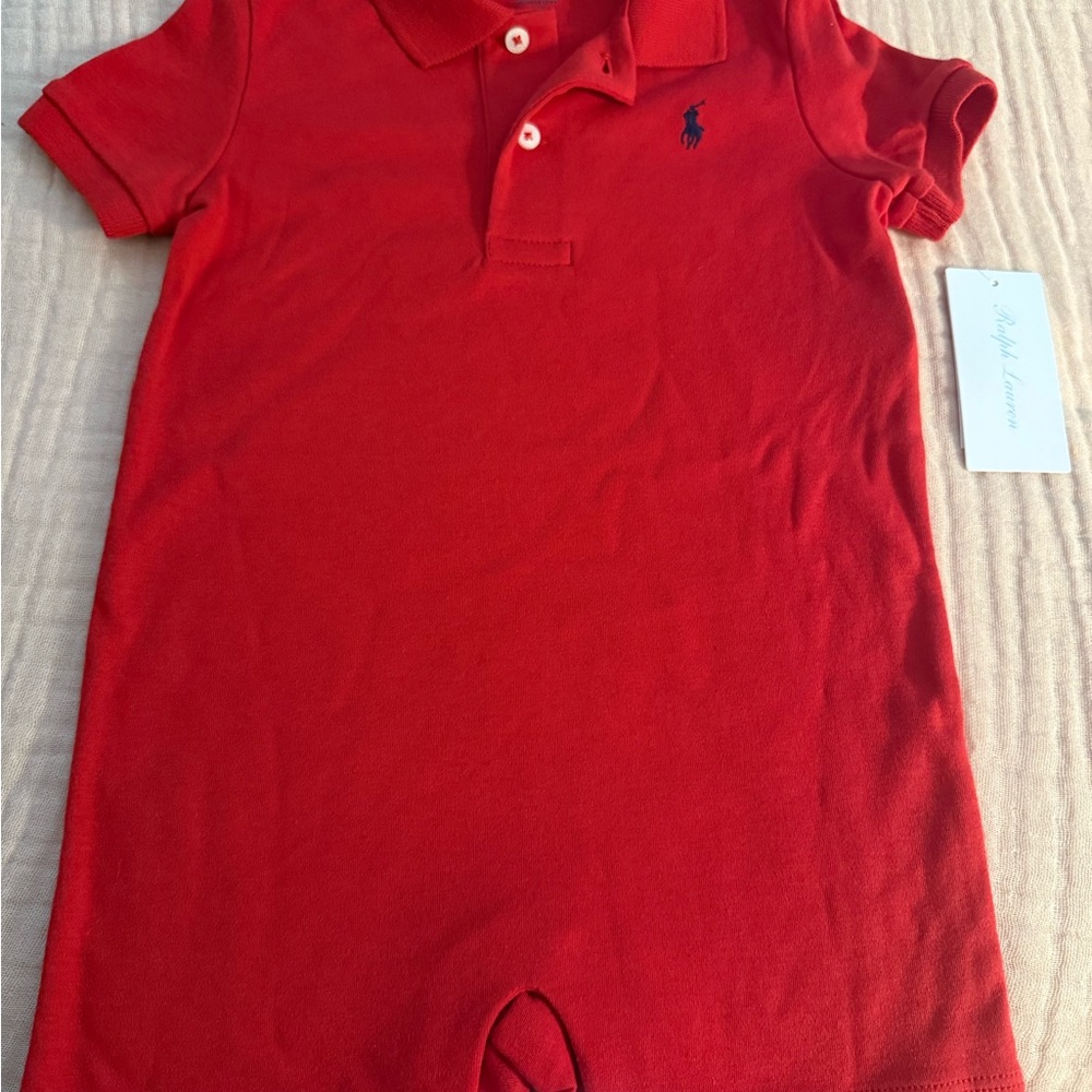 Ralph Lauren Red Boys One Piece Shortall